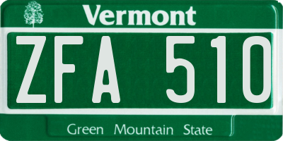 VT license plate ZFA510