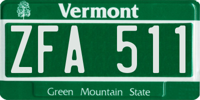 VT license plate ZFA511