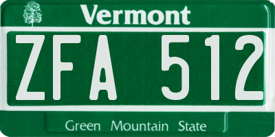 VT license plate ZFA512