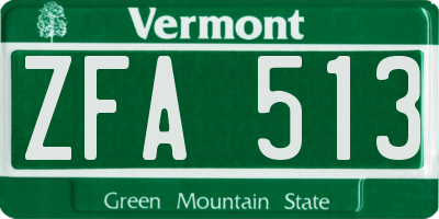 VT license plate ZFA513