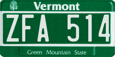 VT license plate ZFA514