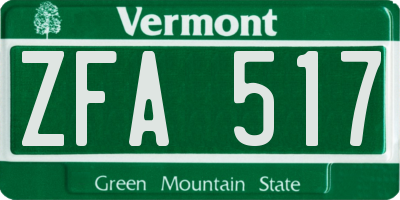 VT license plate ZFA517