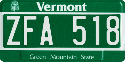 VT license plate ZFA518