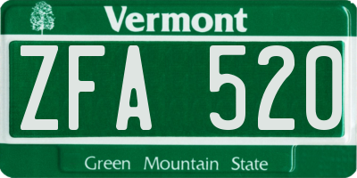 VT license plate ZFA520