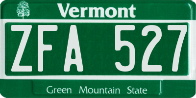 VT license plate ZFA527