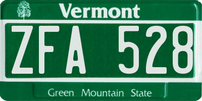 VT license plate ZFA528