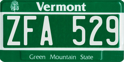 VT license plate ZFA529