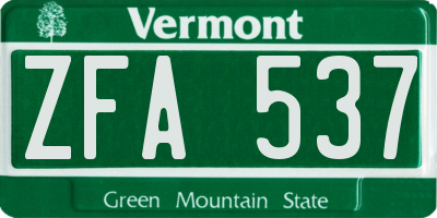 VT license plate ZFA537