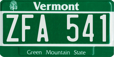 VT license plate ZFA541