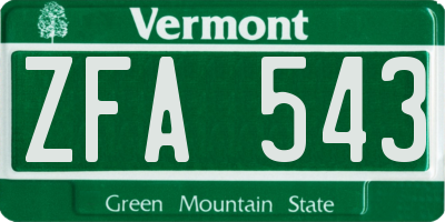 VT license plate ZFA543