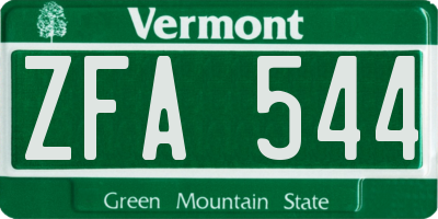 VT license plate ZFA544
