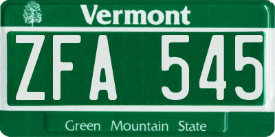 VT license plate ZFA545