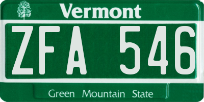 VT license plate ZFA546