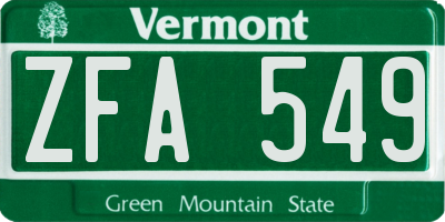 VT license plate ZFA549