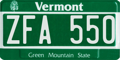 VT license plate ZFA550