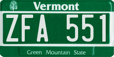 VT license plate ZFA551