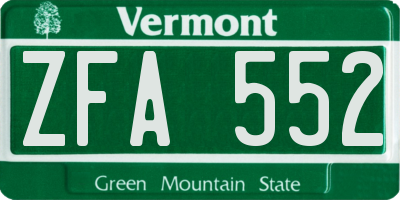 VT license plate ZFA552