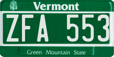 VT license plate ZFA553