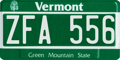 VT license plate ZFA556