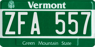 VT license plate ZFA557