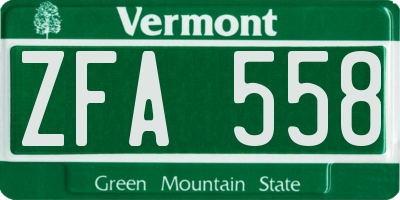 VT license plate ZFA558
