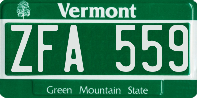 VT license plate ZFA559