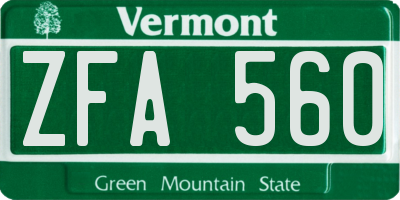 VT license plate ZFA560