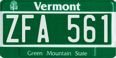 VT license plate ZFA561