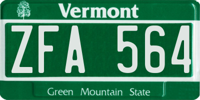 VT license plate ZFA564
