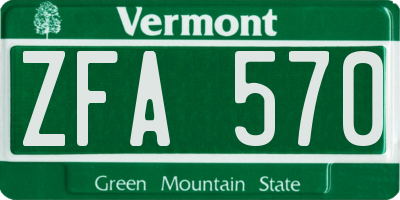 VT license plate ZFA570