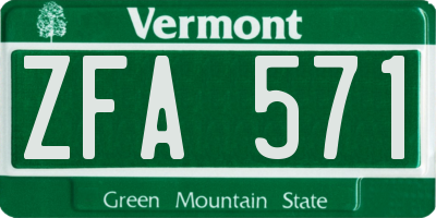 VT license plate ZFA571