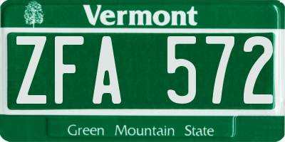 VT license plate ZFA572
