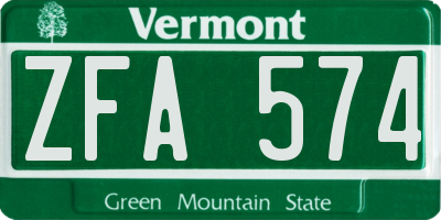 VT license plate ZFA574