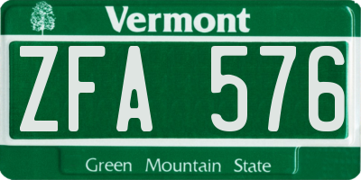 VT license plate ZFA576