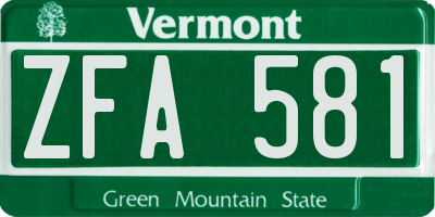 VT license plate ZFA581