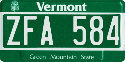 VT license plate ZFA584