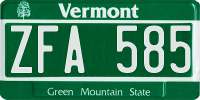 VT license plate ZFA585