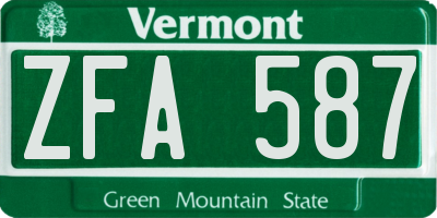 VT license plate ZFA587