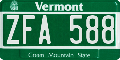 VT license plate ZFA588