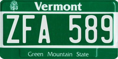 VT license plate ZFA589