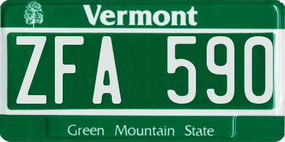 VT license plate ZFA590