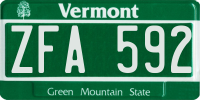 VT license plate ZFA592
