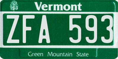 VT license plate ZFA593