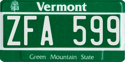 VT license plate ZFA599