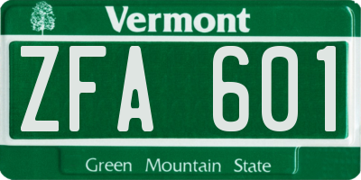VT license plate ZFA601