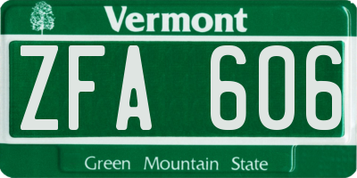 VT license plate ZFA606