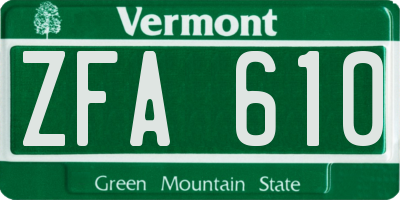 VT license plate ZFA610