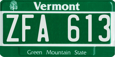 VT license plate ZFA613