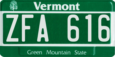 VT license plate ZFA616