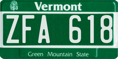 VT license plate ZFA618